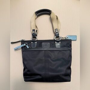 Coach Black Tote with Blue Accent